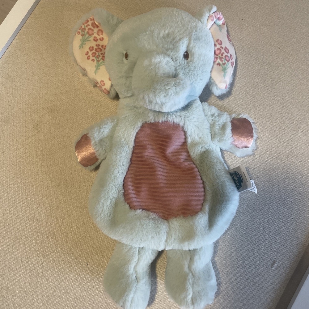 Mary‎ Meyer Blue ELEPHANT LOVEY Plush Baby Toy Flannel Ears Ribbed Tummy NWOT